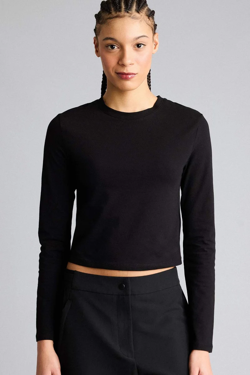 DeFacto Slim Fit Crew Neck Long Sleeves Sports T-shirt