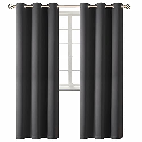 BGment Blackout Curtains  Grommet Thermal Insulated Room Darkening Bedroom and Living Room Curtain Set of 2 Panels 42 x 84 Inch Dark Grey