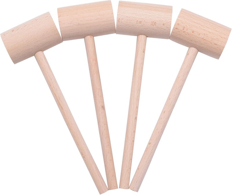 DOMG 4 Pcs Wooden Crab Lobster Mallets Seafood Hammers, Solid Natural Beechwood - Image 4