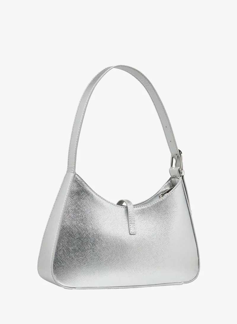 Flora Bella By Shoexpress silver Solid Shoulder Bag With Magnetic Closure for Women | Best Price UAE