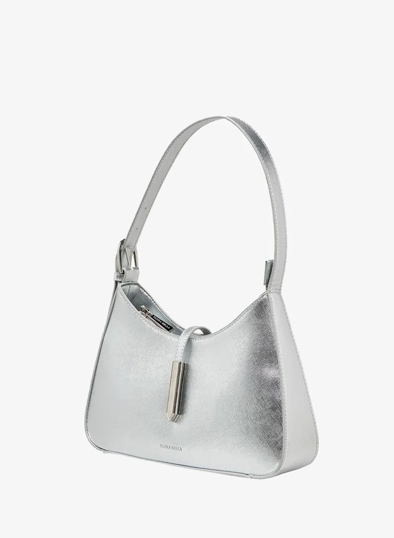 Flora Bella By Shoexpress silver Solid Shoulder Bag With Magnetic Closure for Women | Best Price UAE