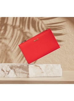 Grande 2804 Genuine Leather Medium Bifold Wallet For Women Minimalist Wallet Ladies Zippered Mini Purse Small Card Holder (Red)  - Image 2
