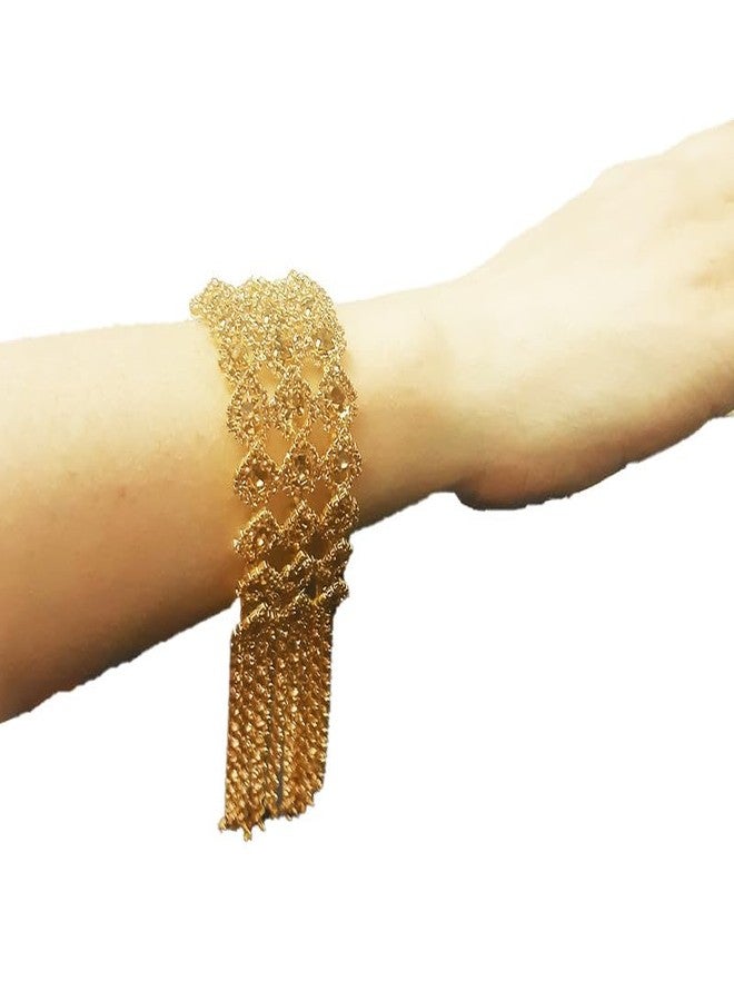 FINEWORLD,Luxury Gold-Plated Crystal Bracelet for Women, Elegant Lattice Design, Sparkling Fashion Jewelry, for women,ladies and girls. - Image 2