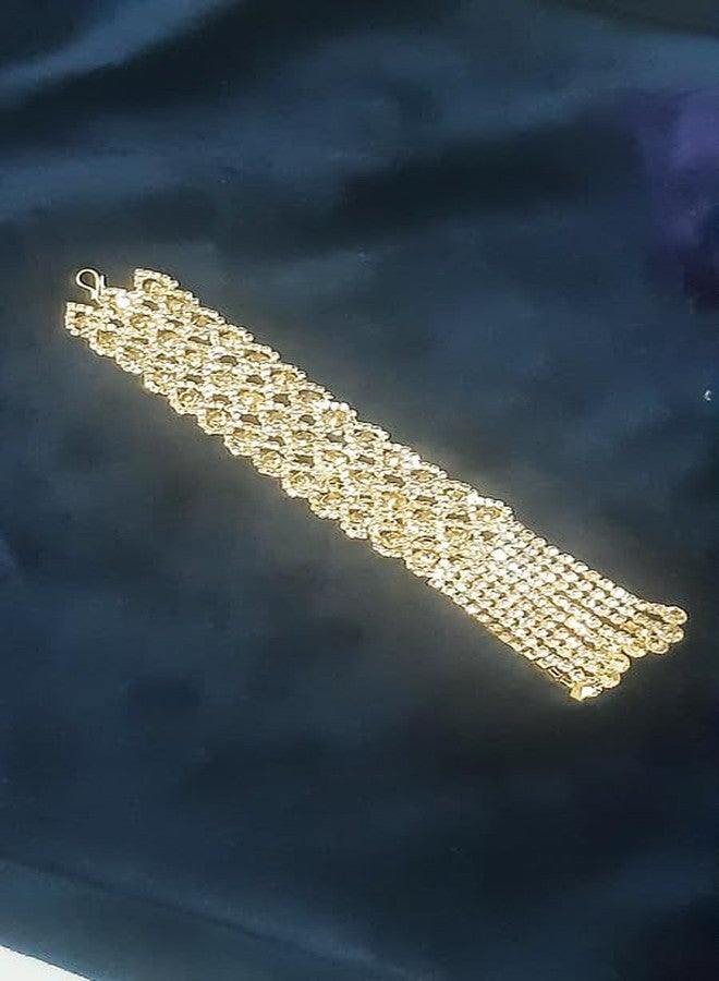 FINEWORLD,Luxury Gold-Plated Crystal Bracelet for Women, Elegant Lattice Design, Sparkling Fashion Jewelry, for women,ladies and girls. - Image 3