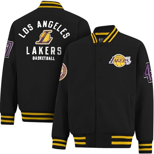 Ultra Game NBA Official Men’s Game Time Varsity Jacket - Unisex, Los Angeles Lakers, Team Color, Small - Image 1