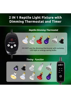 REPTIZOO Dual Reptile Light Fixture with Dimming Thermostat and Timer, Deep Dome Lamp Fixture with Independent Reptile Dimming Thermostat Heat Bulb Temperature Controller and Timing Function - pzsku/Z87D905D4582766582AB5Z/45/_/1737031398/834d2405-f7a6-4e0b-93f3-6d9c12a7b90d