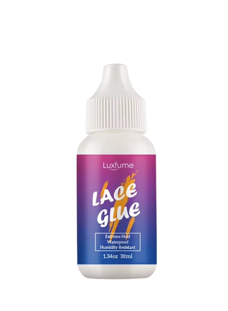 Luxfume Lace Glue Extreme Hold Waterproof Humidity Resistant Super Hold Invisible Lace Glue for Laces Wig Fast Drying No Residue Formula Adhesive Glue 38ml - Image 1