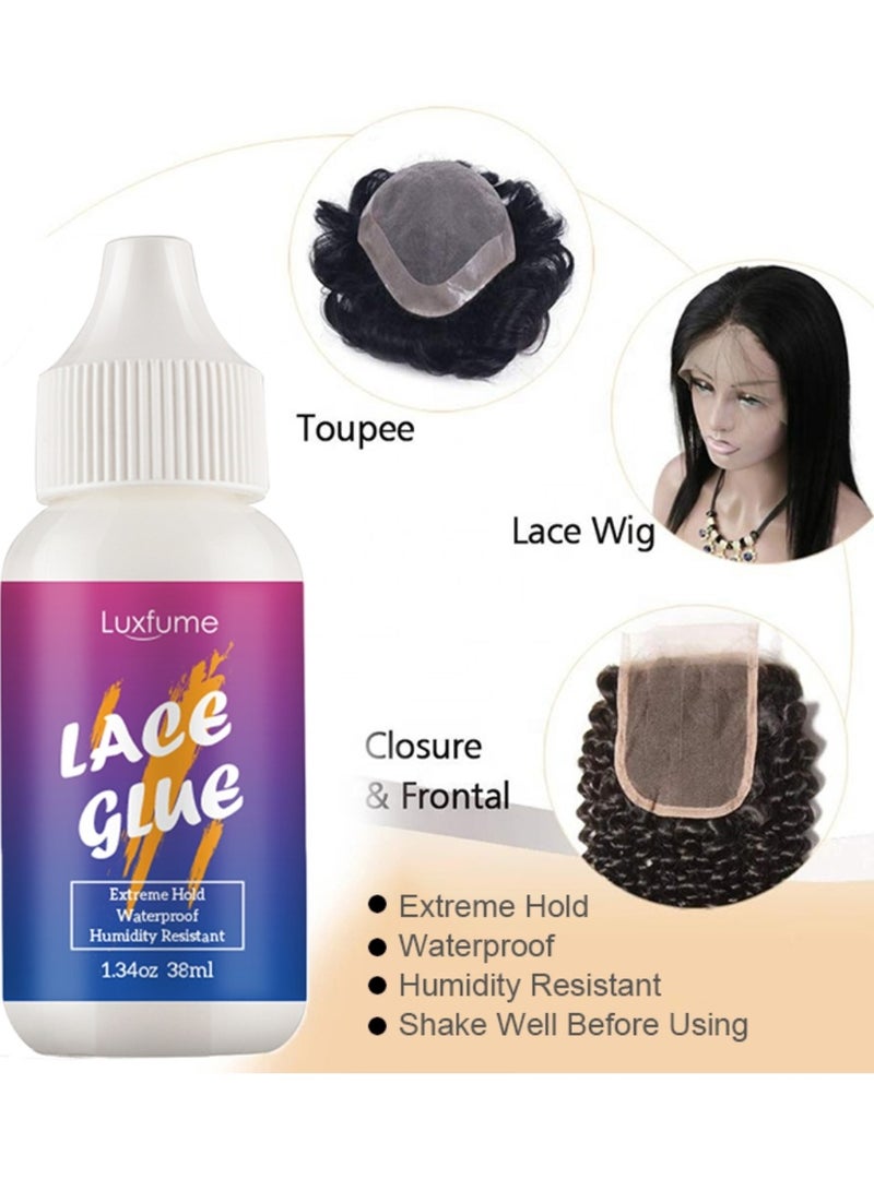 Luxfume Lace Glue Extreme Hold Waterproof Humidity Resistant Super Hold Invisible Lace Glue for Laces Wig Fast Drying No Residue Formula Adhesive Glue 38ml - Image 4