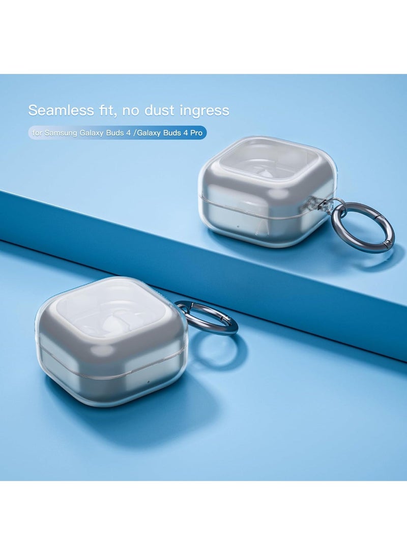 Adando Clear Case for Samsung Galaxy Buds 4/4 Pro with Ring Keychain, [Anti-Yellowing] Soft TPU Highly Transparent Protective Covers Men Women (Clear) - Image 2
