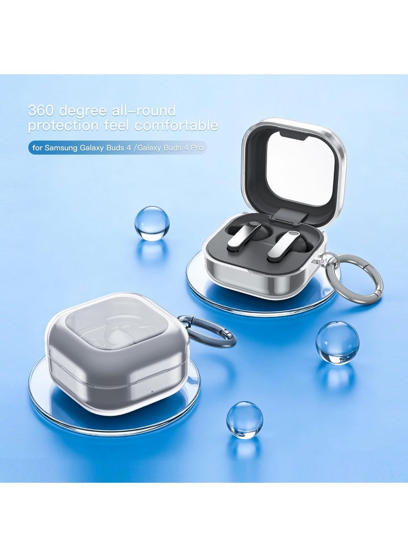 Adando Clear Case for Samsung Galaxy Buds 4/4 Pro with Ring Keychain, [Anti-Yellowing] Soft TPU Highly Transparent Protective Covers Men Women (Clear) - Image 1