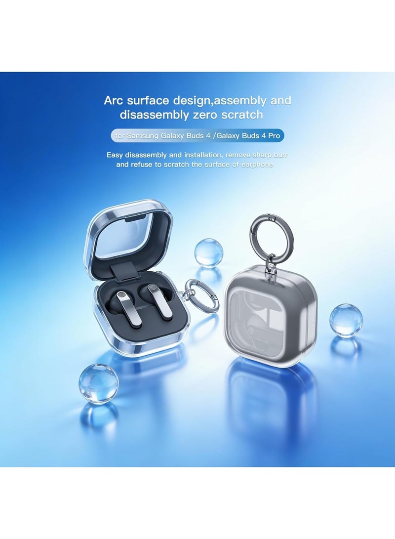 Adando Clear Case for Samsung Galaxy Buds 4/4 Pro with Ring Keychain, [Anti-Yellowing] Soft TPU Highly Transparent Protective Covers Men Women (Clear) - Image 3