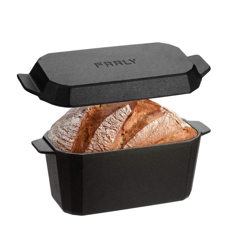 FRRLY Cast Iron Bread Loaf Pan with Lid,Bread Baking Pan,Cast Iron Dutch Oven for Sourdough,10 x 5 Inch Pre-seasoned Even Heat Distribution Baking Pan for Homemade Bread - Image 1
