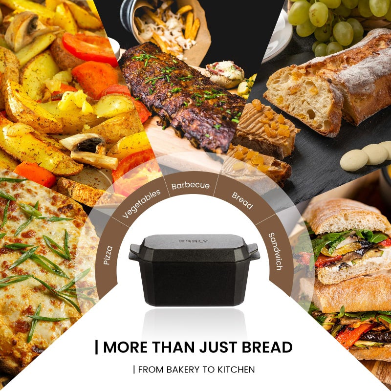 FRRLY Cast Iron Bread Loaf Pan with Lid,Bread Baking Pan,Cast Iron Dutch Oven for Sourdough,10 x 5 Inch Pre-seasoned Even Heat Distribution Baking Pan for Homemade Bread - Image 3