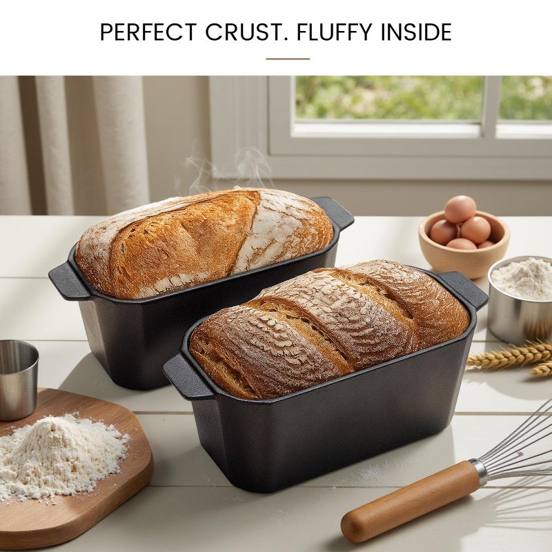 FRRLY Cast Iron Bread Loaf Pan with Lid,Bread Baking Pan,Cast Iron Dutch Oven for Sourdough,10 x 5 Inch Pre-seasoned Even Heat Distribution Baking Pan for Homemade Bread - Image 5