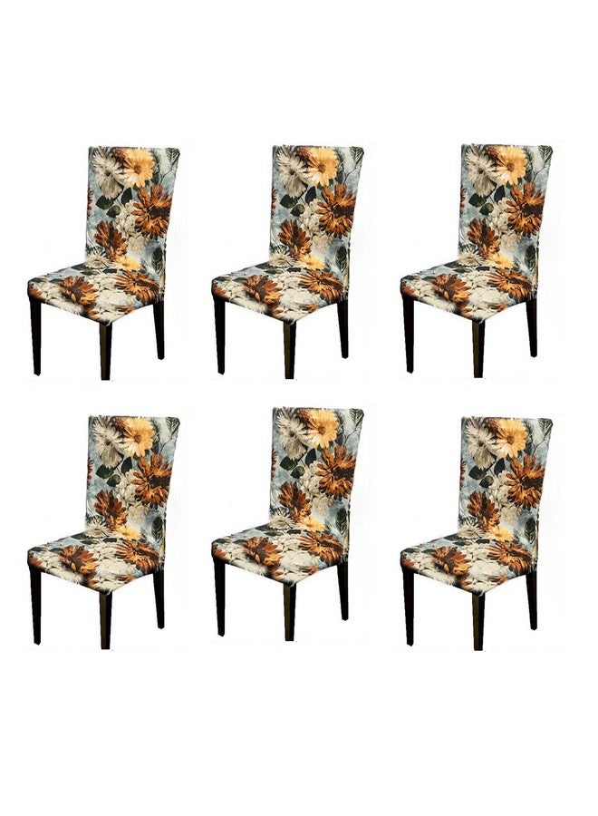 Harbell Home Harbell Home Pack of 6 Elastic Stretchable Polyester Printed Universal Chair Cover Case Protector Removable Washable Short Dining Chair Cover, Seat Slipcovers, Sunny Garden  - Image 1