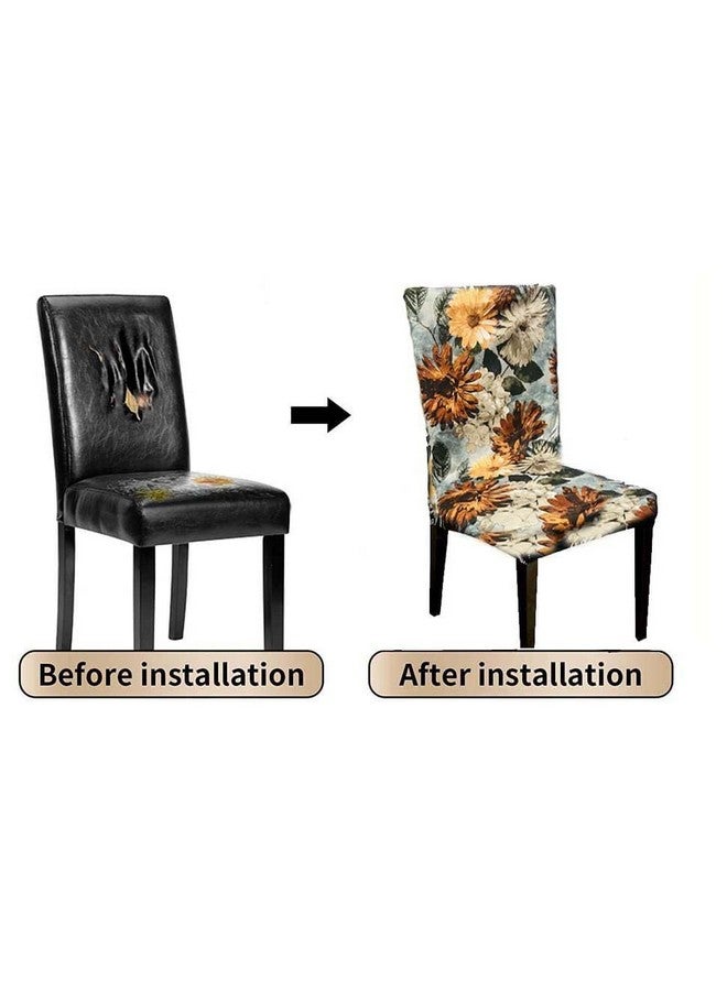Harbell Home Harbell Home Pack of 6 Elastic Stretchable Polyester Printed Universal Chair Cover Case Protector Removable Washable Short Dining Chair Cover, Seat Slipcovers, Sunny Garden  - Image 3