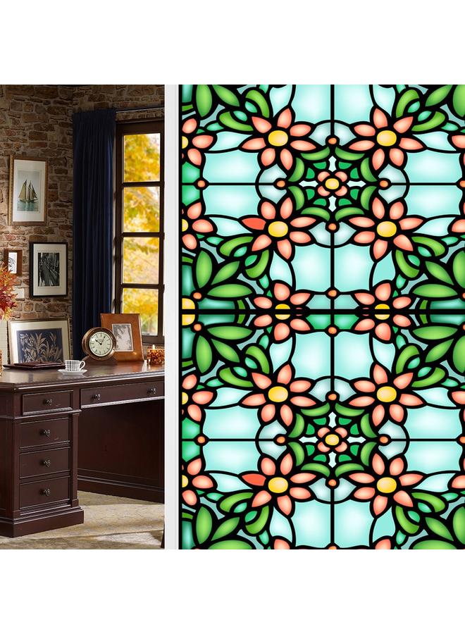 Bluejw BL112-170  Flower Sea Electrostatic Glass Sticker PVC Glue-free Window Sticker Home Decorative Window Glass Sticker - Image 1