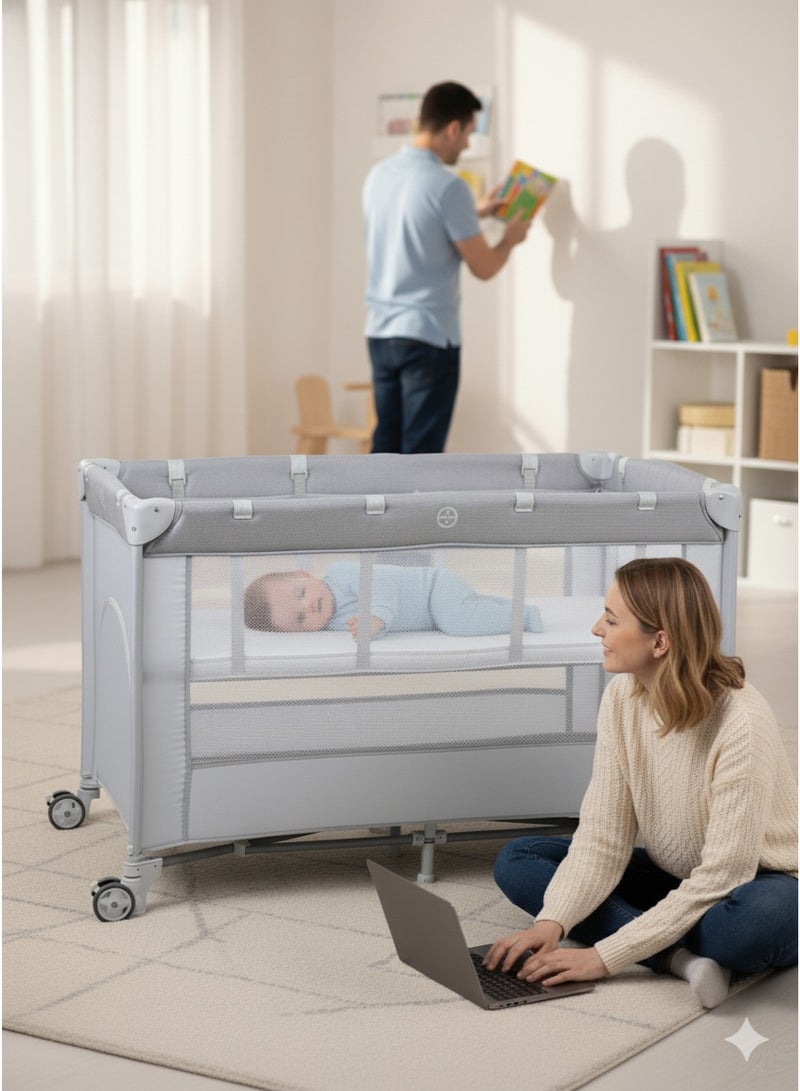 MaBaby Two-layer Foldable Multifunctional Crib - Image 3