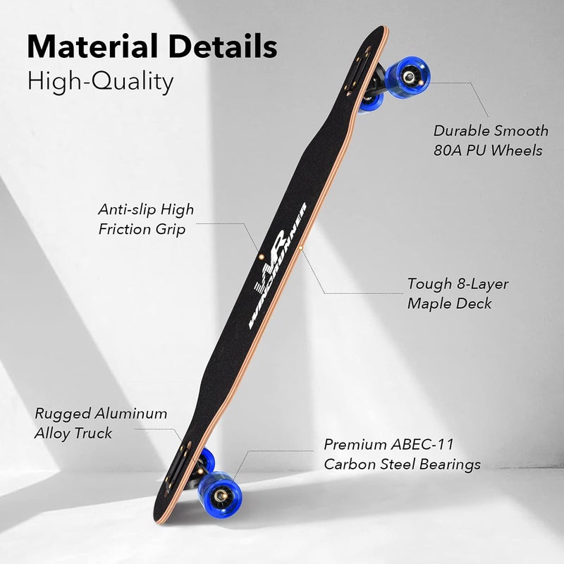 Windrunner 41inch Freeride Longboard Skateboard,8-Ply Natural Maple Drop Through Freestyle Complete Skateboard Cruiser Pintail for Cruising,Carving,Free-Style and Downhill with T-Tool - Image 5