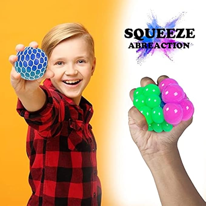 K.E.J. Mesh Squishy Balls 12 PCS Grape Squeeze with Exclusive Sewn Color Changing Stress Balls,Anti-Anxiety Toys, Relieve Pressure Sensory Calm Focus Toys,Stress Relief Ball for Girls Boys - Image 4