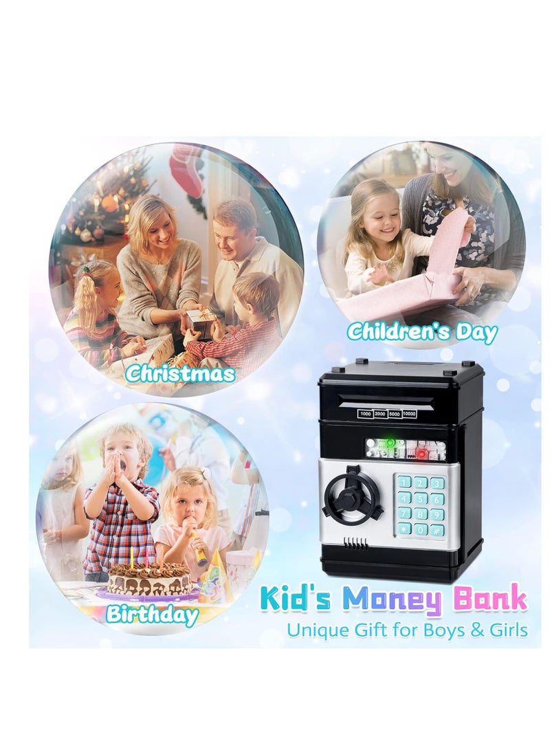 Raxoom Kids Toys for Boys Girls Age 3-5,Electronic Piggy Banks for Kids Money Savings Box Toys Mini ATM Coin Bank for Children Best Birthday Xmas Gifts Cash Coin Can for Kid 8-12 Year Old Black - Image 5