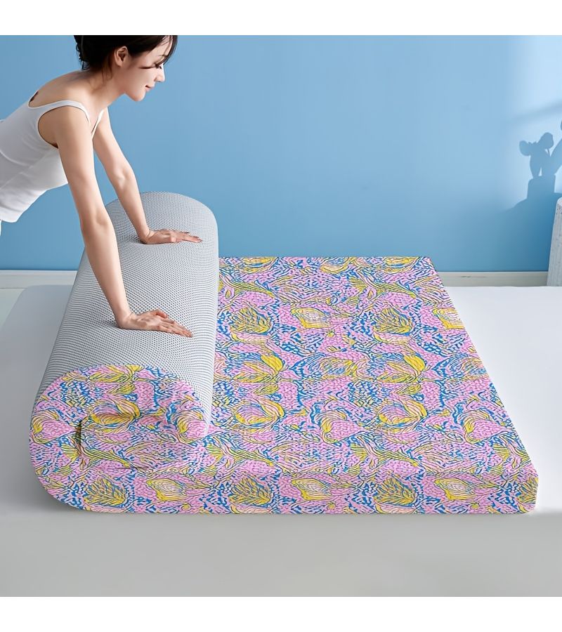 طباعة رقمية على مرتب رقيق بسمك 3.4 سم (120×190 سم / 47.24×74.8 بوصة) لغرفة النوم والمبيت الجماعي والسفر في الهواء الطلق؛ خفيف الوزن، محمول، وموفر للمساحة. - Image 2