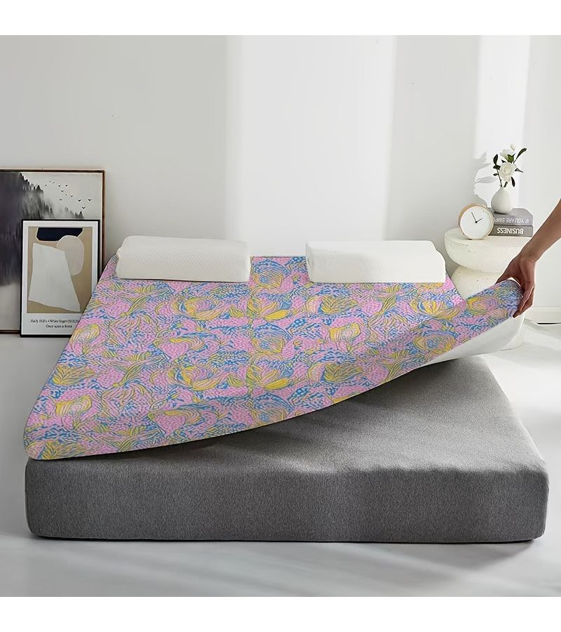 طباعة رقمية على مرتب رقيق بسمك 3.4 سم (120×190 سم / 47.24×74.8 بوصة) لغرفة النوم والمبيت الجماعي والسفر في الهواء الطلق؛ خفيف الوزن، محمول، وموفر للمساحة. - Image 5