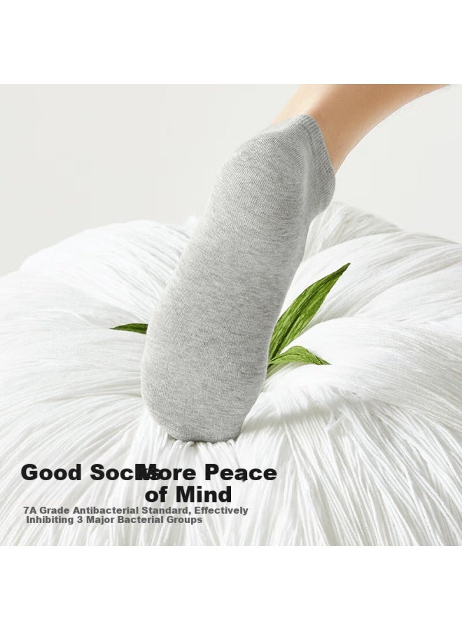 B&C.ROOM Cotton Bamboo House Men's Summer Thin Short Socks 100% Cotton Anti-odor Antibacterial Black And White Non-slip Men's Boat Socks 5 Pairs - Image 3