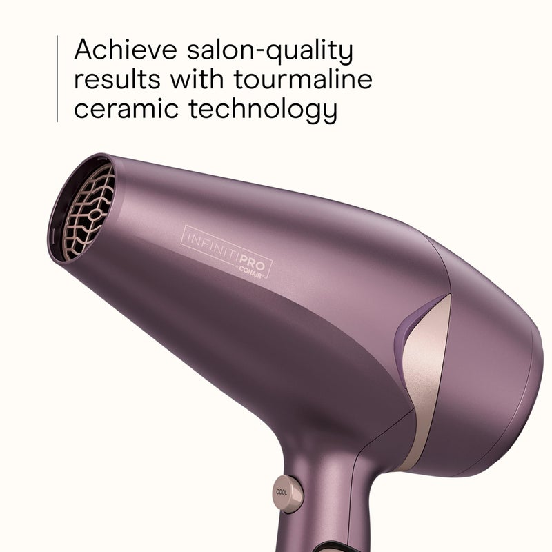 CONAIR Infiniti PRO CONAIR Style & Shine Hair Dryer with Diffuser and Concentrator  1875W Style & Shine Blow Dryer with Tourmaline and Ionic Conditioning to Fight Frizz  3 Heat & 2 Speed Settings  Purple - Image 4
