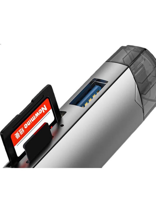 Newmine Dk603 6-In-1 Multi-Functional Docking Station With High-Speed Card Reader, Supports Sd/Tf Car Dvr Storage Memory Card, Usb Adapter Splitter, Grey - Image 2