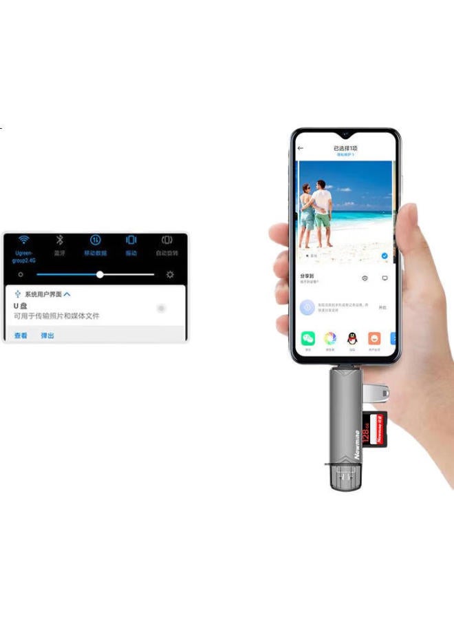 Newmine Dk603 6-In-1 Multi-Functional Docking Station With High-Speed Card Reader, Supports Sd/Tf Car Dvr Storage Memory Card, Usb Adapter Splitter, Grey - Image 3