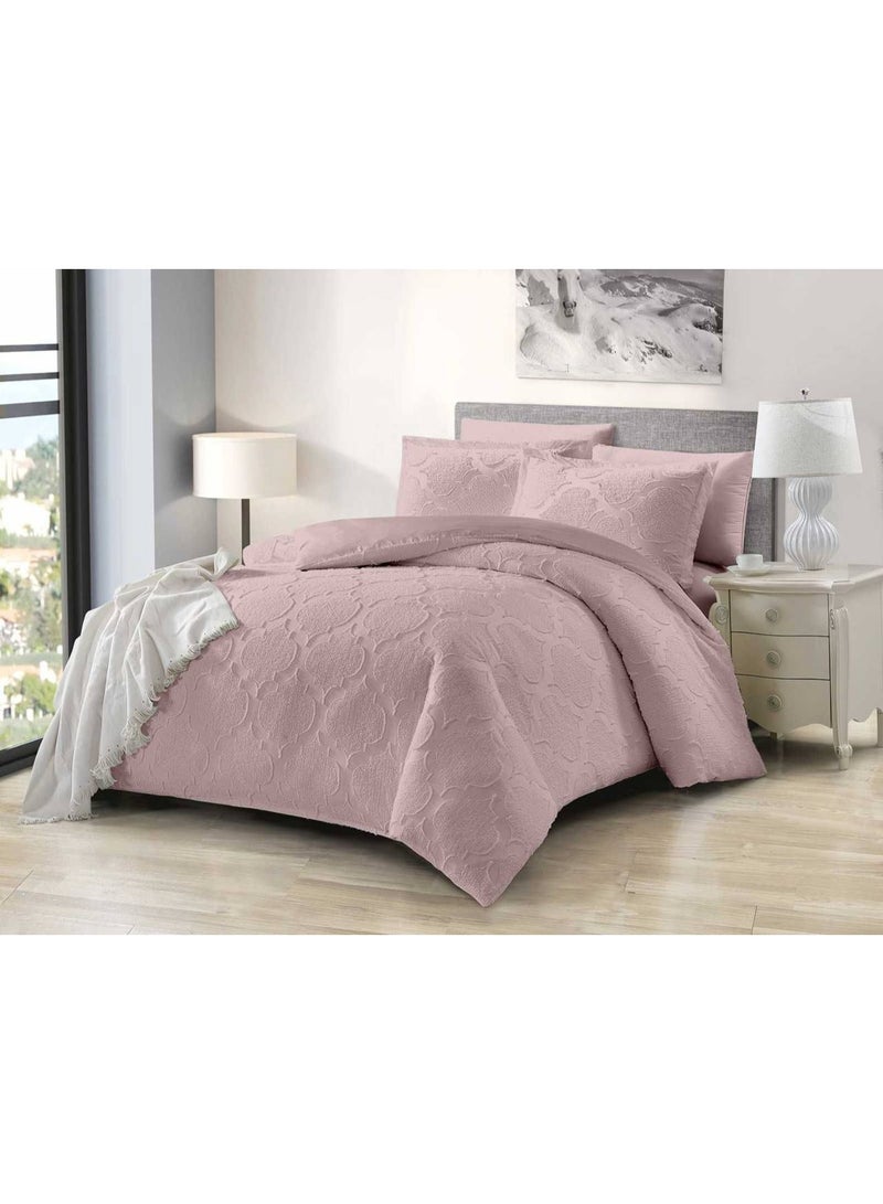 طقم لحاف مقاس كينج، 6 قطع، تصميم مطرز، لحاف مقاس 220x240 سم، شرشف مطاطي مقاس 200x200 سم، غطاء وسادة مقاس 50x75 سم