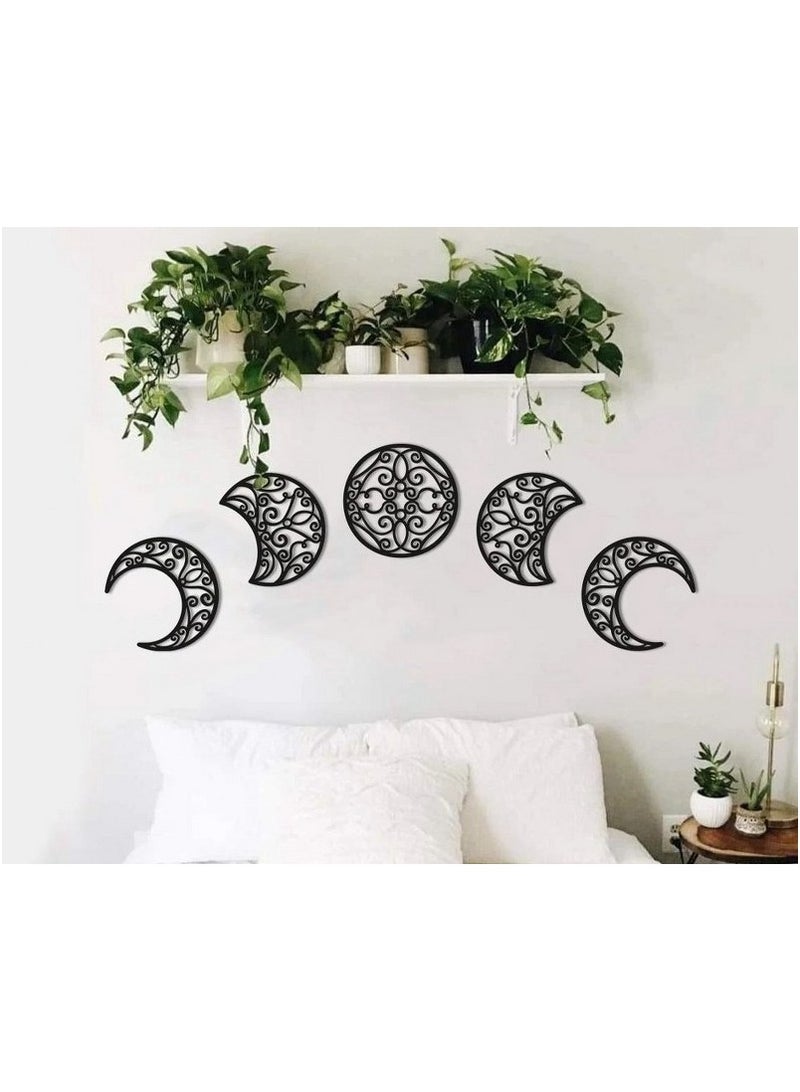 Home Gallery Lunation Moon Wood Wall Art - Set of 5 Each 30x30 - Image 1