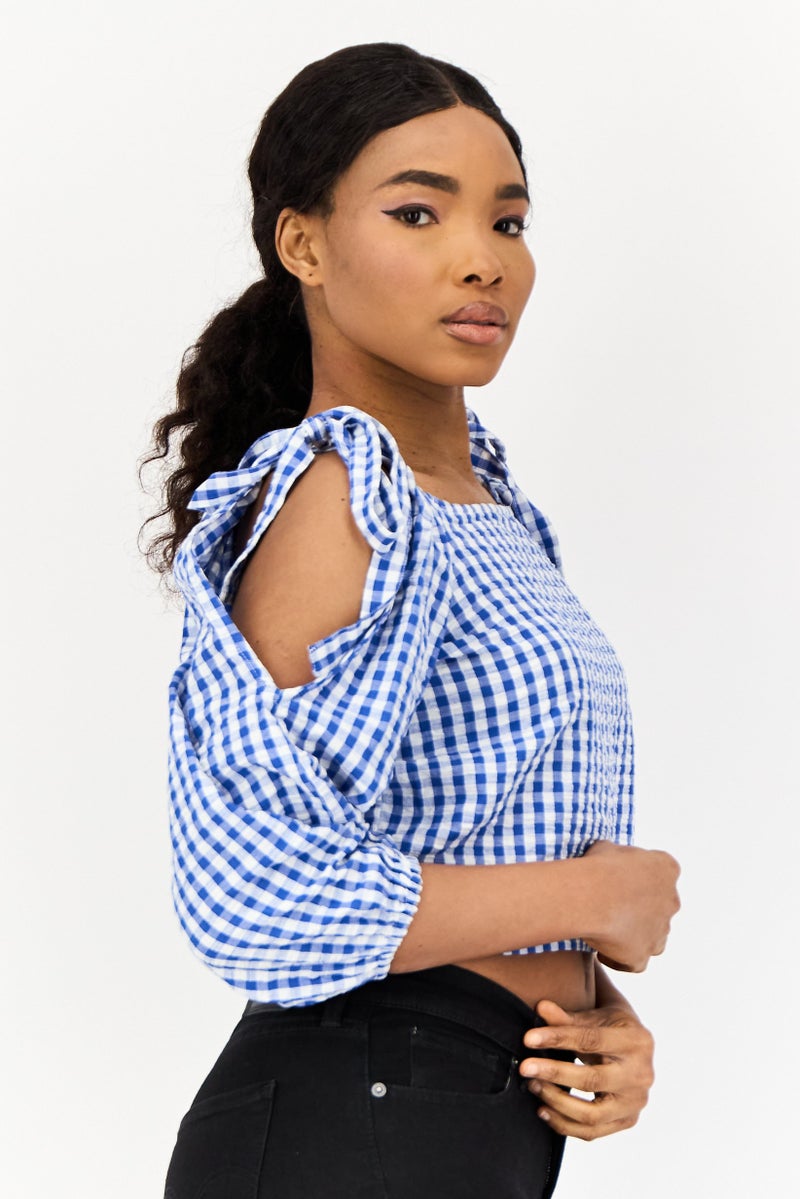 ONLY بلوزة قصيرة بأكمام طويلة وياقة مربعة للنساء، متعددة الألوان - Image 2