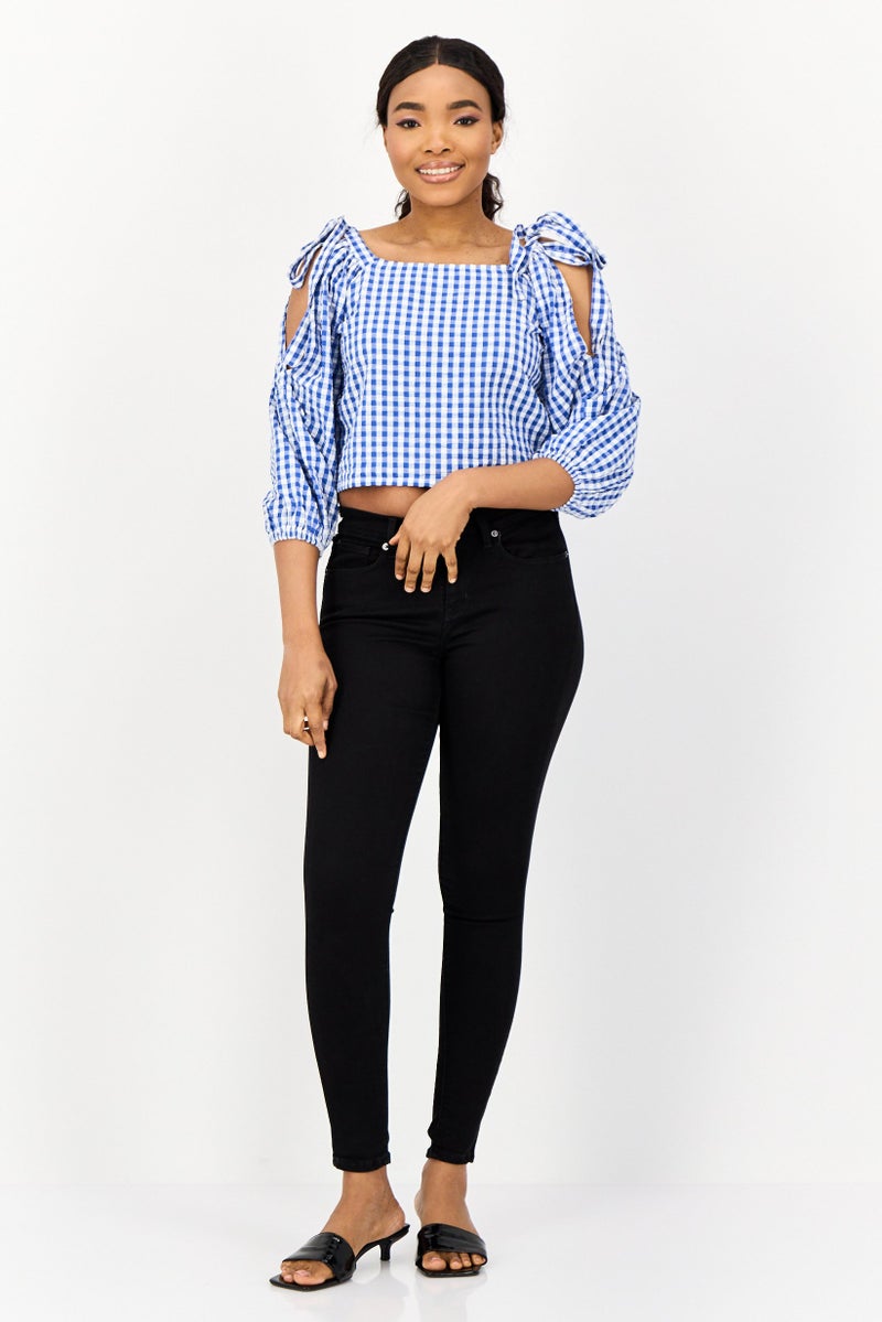 ONLY بلوزة قصيرة بأكمام طويلة وياقة مربعة للنساء، متعددة الألوان - Image 3