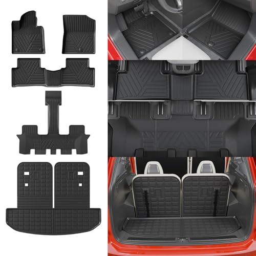 Thinzyou Floor Mats Compatible with 2021-2025 2026 Kia Sorento 6&7 Passenger Cargo Mat TPE Back Seat Cover Protector 2024 Sorento Accessories (Fit 6&7 Seats,Trunk Mat with Backrest Mats+Floor Mats) - Image 1