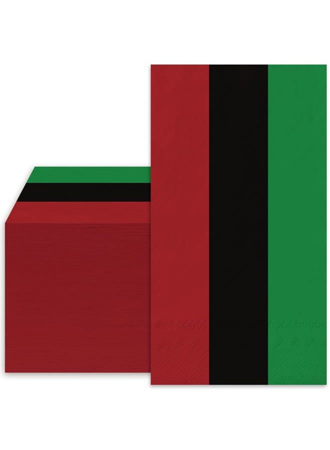 Whaline 80Pcs Kwanzaa Guest Paper Napkin Red Black Green Stripe Disposable Guest Hand Towel African Heritage Holiday Bathroom Napkin for Juneteenth Party Table Decor - Image 1