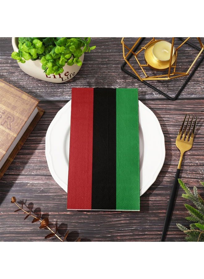 Whaline 80Pcs Kwanzaa Guest Paper Napkin Red Black Green Stripe Disposable Guest Hand Towel African Heritage Holiday Bathroom Napkin for Juneteenth Party Table Decor - Image 3