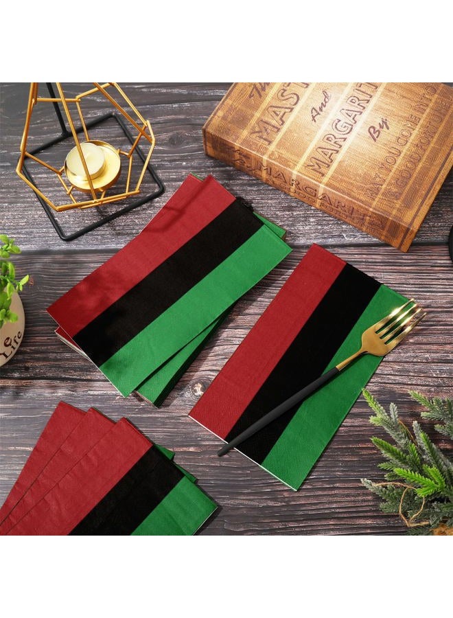 Whaline 80Pcs Kwanzaa Guest Paper Napkin Red Black Green Stripe Disposable Guest Hand Towel African Heritage Holiday Bathroom Napkin for Juneteenth Party Table Decor - Image 4