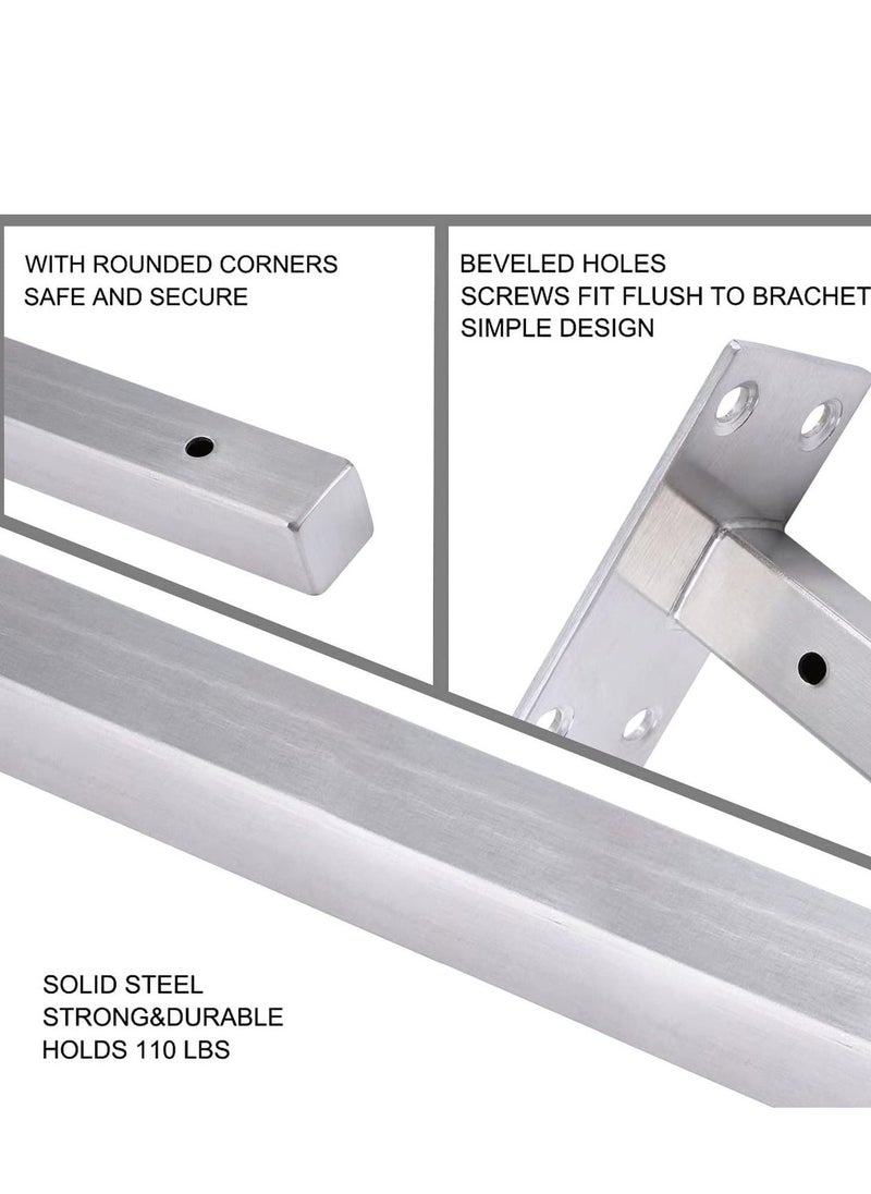 Floating Shelf Brackets,  2 Pcs 6 inch Silver Heavy Duty Shelf Brackets, Premium Solid Steel Shelf Supports for Shelves, Heavy Floating Shelves Hardware for Shelves Support DIY  - Image 4