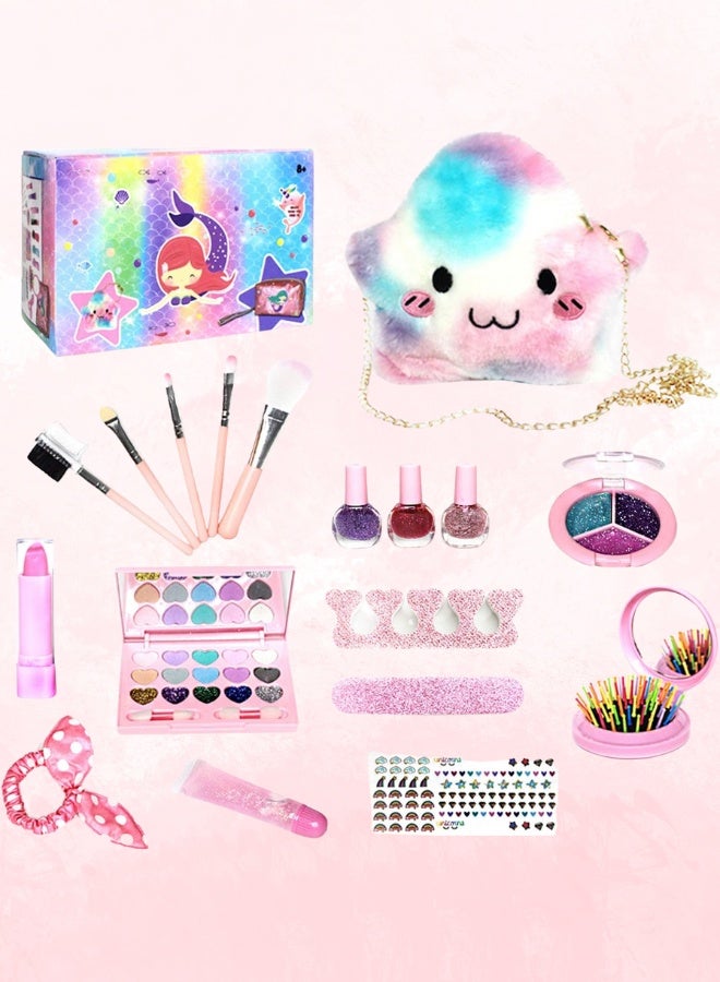 Kids Makeup Kit for Girls – Washable & Non-Toxic Pretend Play Set with Plush Cosmetic Bag – Beauty Toy Gift for Toddlers, Girls, Birthday or Holidays  - Image 2