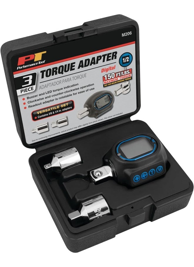 Performance Tool M206 Digital Torque Adapter (1/2'' Drive And Includes Adapters For 3/8'' And 1/4'')  - Image 3