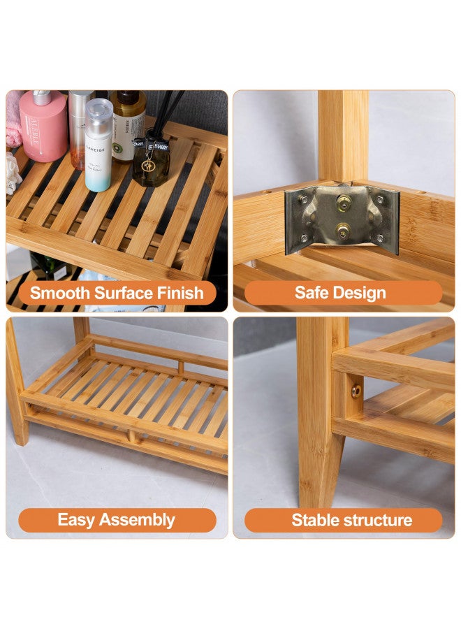 Zoopolyn Zoopolyn Bamboo Shower Bench Seat with Storage Shelf Shower Stool Chair for Shaving Legs in Bathroom & Inside Shower Natural  - Image 4