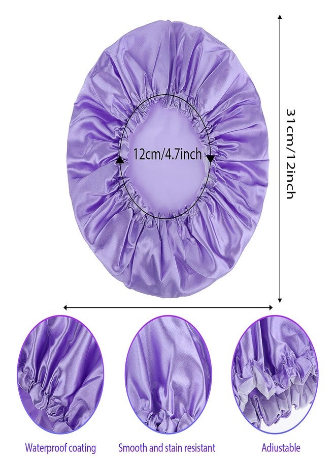 Prasacco Large Shower Caps for Women, Waterproof Shower Cap Double Layers Bath Caps Reusable Hair Cap Washable Elastic Shower Bonnet Bath Hair Hat for Long Hair Braids - Image 2