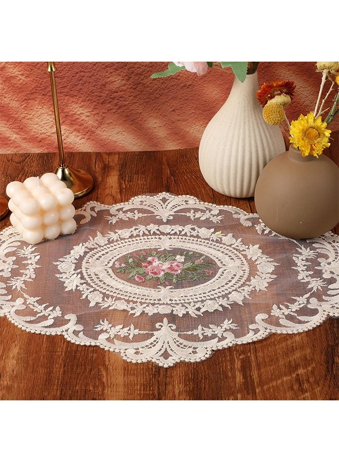 3 قطع فوط طاولة دانتيل عتيقة، مفارش كروشيه فرنسية، فوط طاولة مطرزة يدوياً، فوط أكواب بيج، إكسسوارات طعام أنيقة، بحجم 12 × 15 بوصة، ديكور منزلي ريفي، كاكي - Image 5