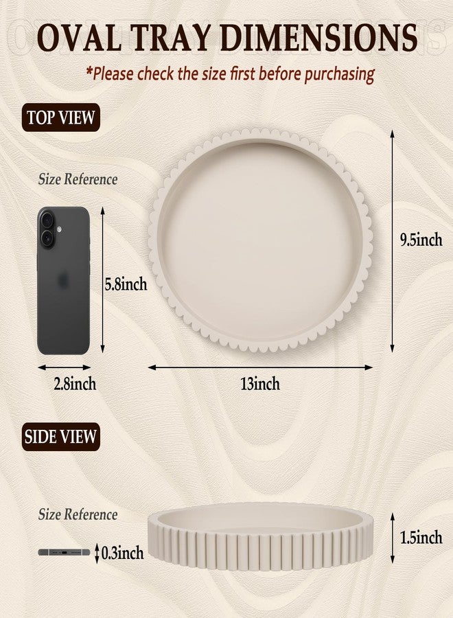 Cathyeen Oval Tray for Coffee Table Decor, 13" Concrete Coffee Table Tray, Table Centerpieces Decorative Trays for Home Decor, Modern Decorative Trays, Centerpiece Trays, Gray - Image 4