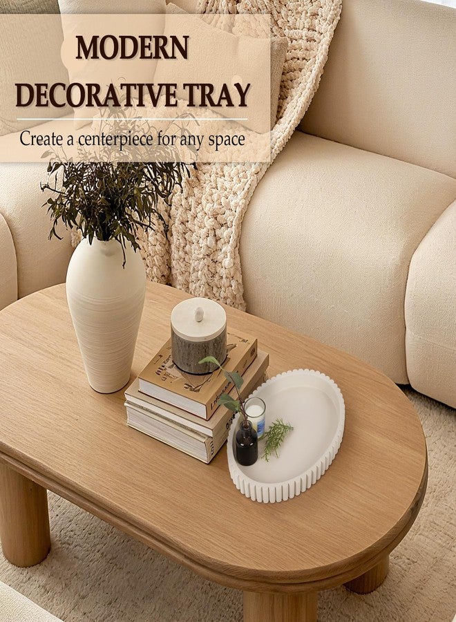 Cathyeen Oval Tray for Coffee Table Decor, 13" Concrete Coffee Table Tray, Table Centerpieces Decorative Trays for Home Decor, Modern Decorative Trays, Centerpiece Trays, Gray - Image 5