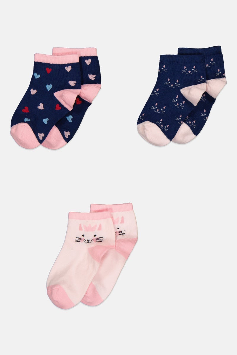 Joe Boxer Kids Girl 3 Pairs Graphic Print Socks, Multicolor - Image 3