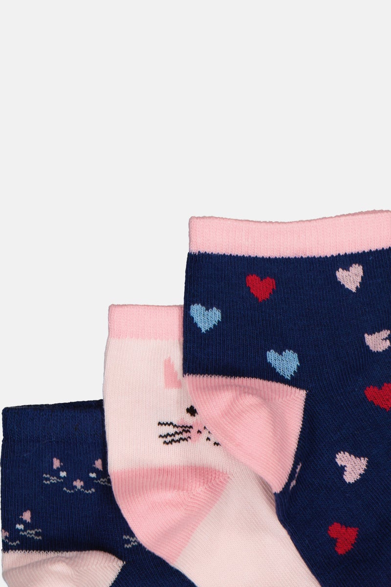 Joe Boxer Kids Girl 3 Pairs Graphic Print Socks, Multicolor - Image 2