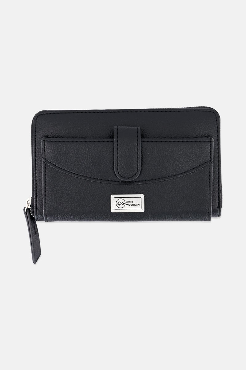 WHITE MOUNTAIN Women Brand Logo Zip Around Wallet, Black  - Image 1